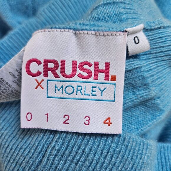 CRUSH x MORLEY One Shoulder Cashmere Sweater XS Blue Ribbed Removeable Strap - Picture 6 of 7